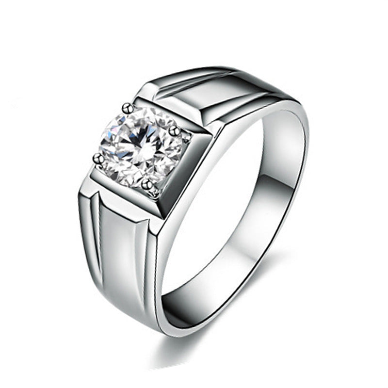 Fashionable And Novel Large Square Diamond Men's Ring