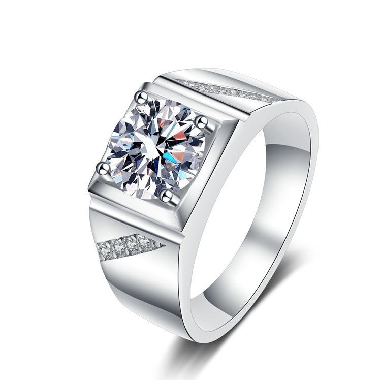 Fashionable And Novel Large Square Diamond Men's Ring