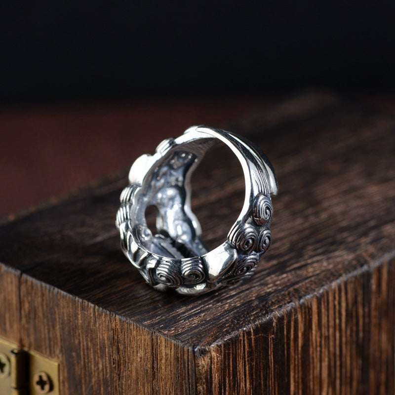 Domineering Personalized Diamond Ring Jibeast Pattern Open Ring