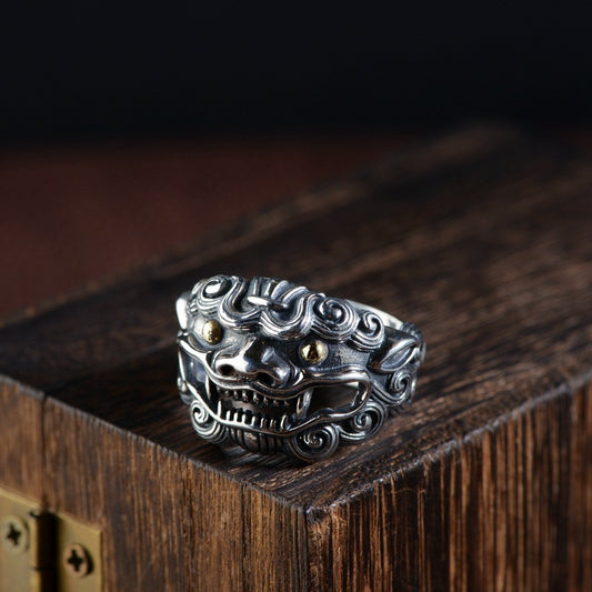 Domineering Personalized Diamond Ring Jibeast Pattern Open Ring